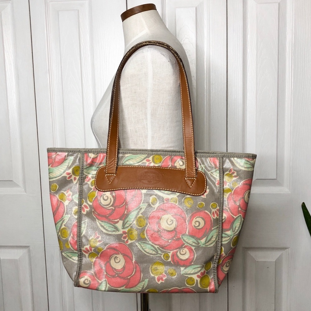 Fossil floral coated canvas tote bag & wallet set